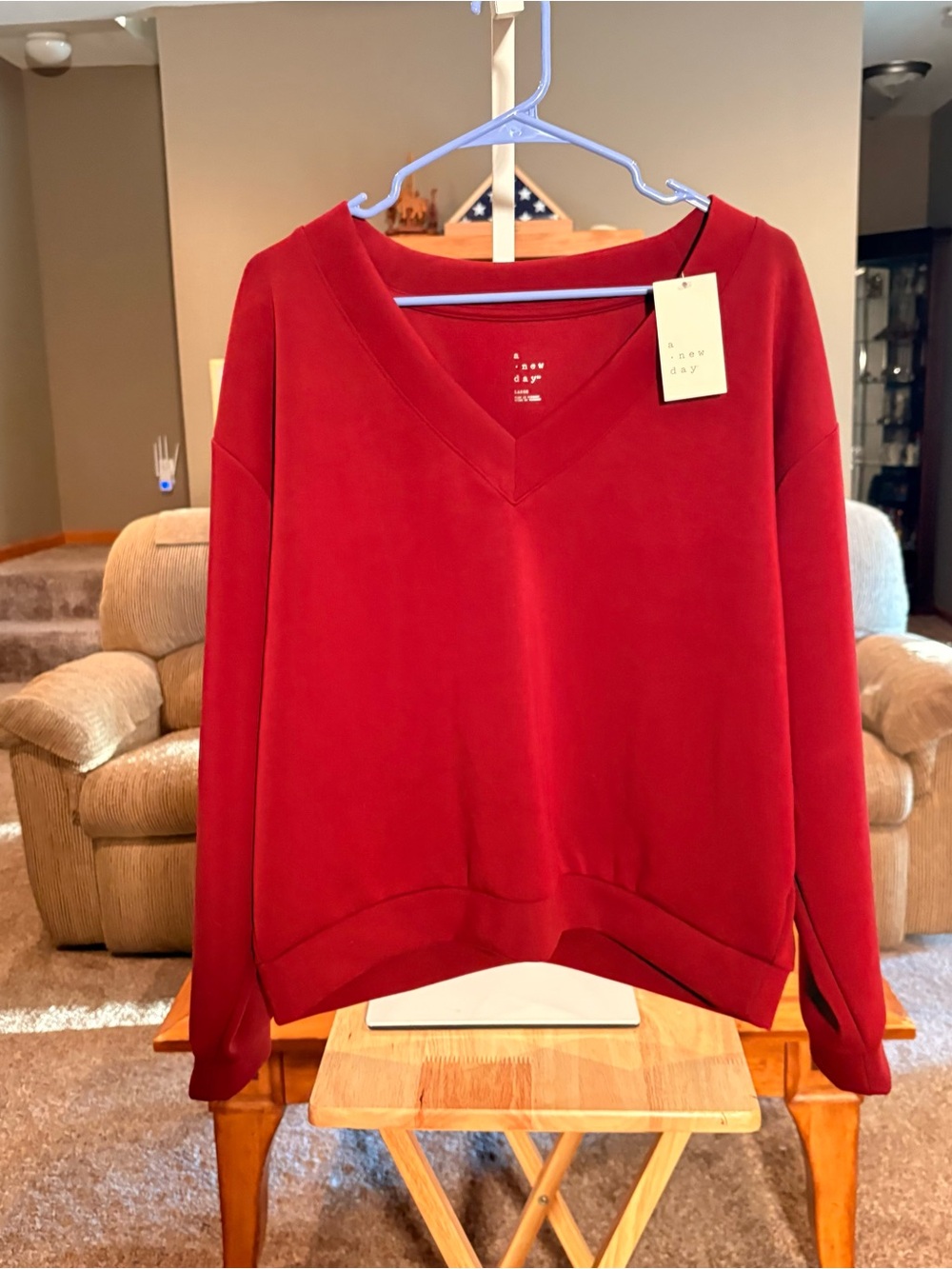 a new day Red V-Neck Pullover Sweater